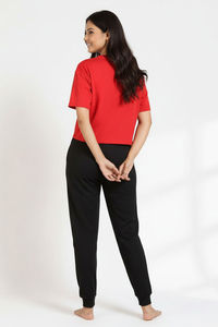Zivame 2 Mile Fashion Knit Cotton Loungewear Set - Black Beauty — thumbnail 4